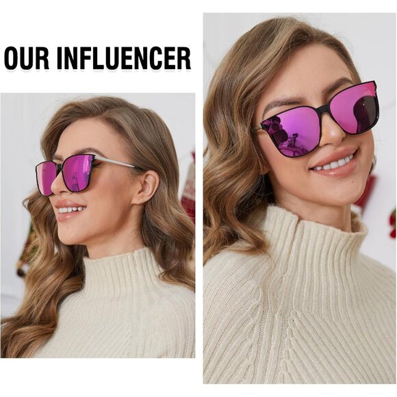 Women's Retro Round Sunglasses Vintage Polarized Shades Lightweight UV400 - Picture 2 of 5